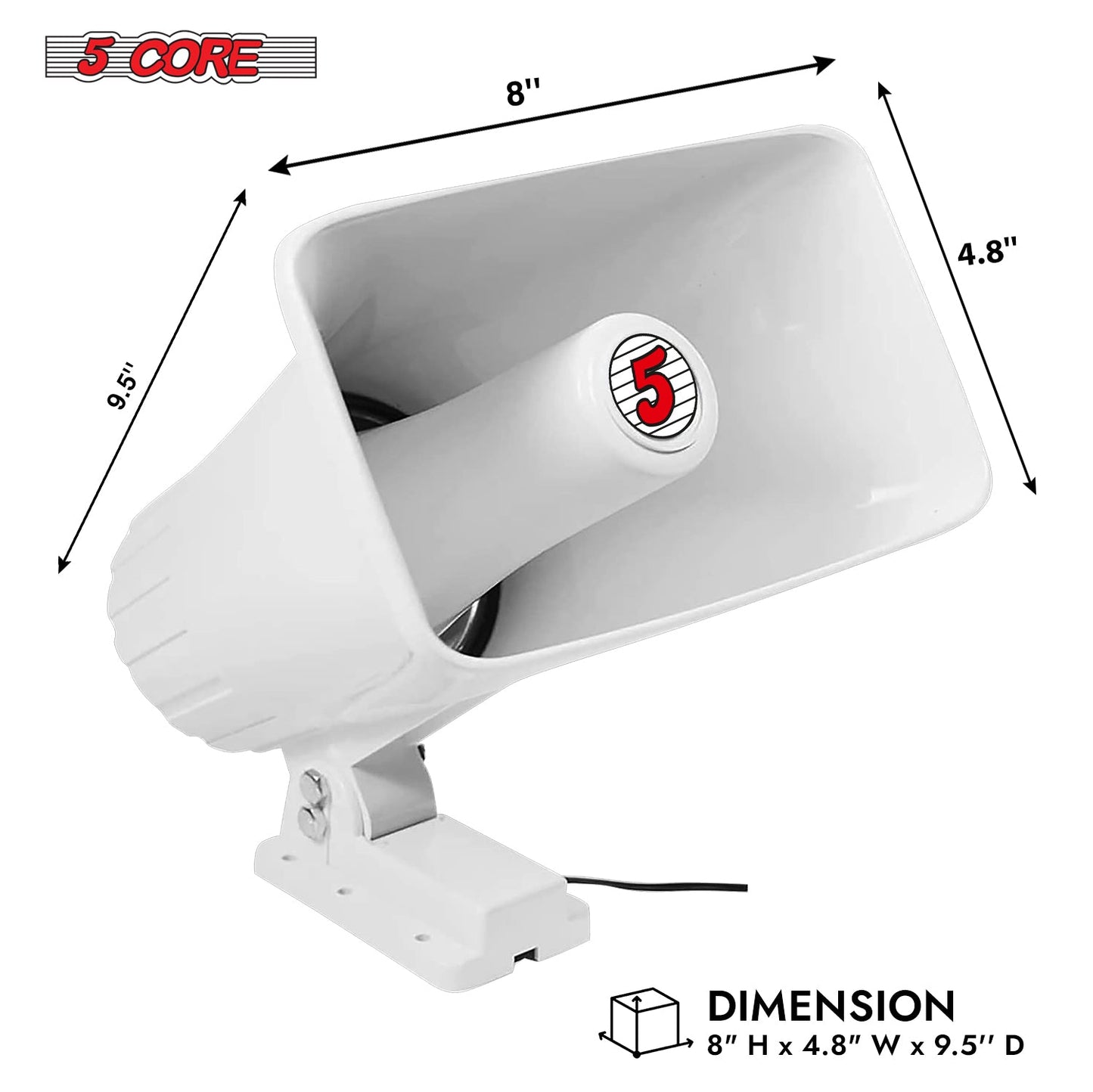 5 Core PA Speaker Pair 5 x 8" 65W Bull Horn Loud Audio Outdoor Speakers System 8Ohm Reflex Megaphone-2