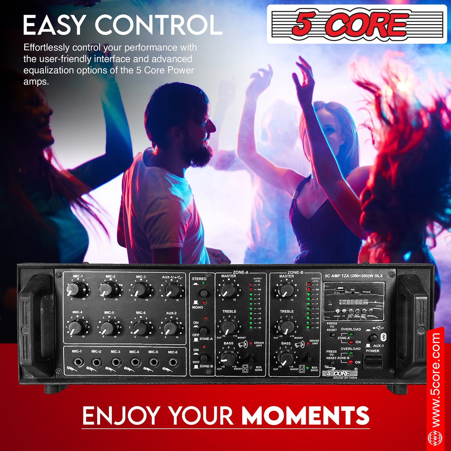 5Core Amp 500W Amplifier Home Audio PA Bass DJ Stereo Receiver Rack Mount Passive Speaker Amplificador-4