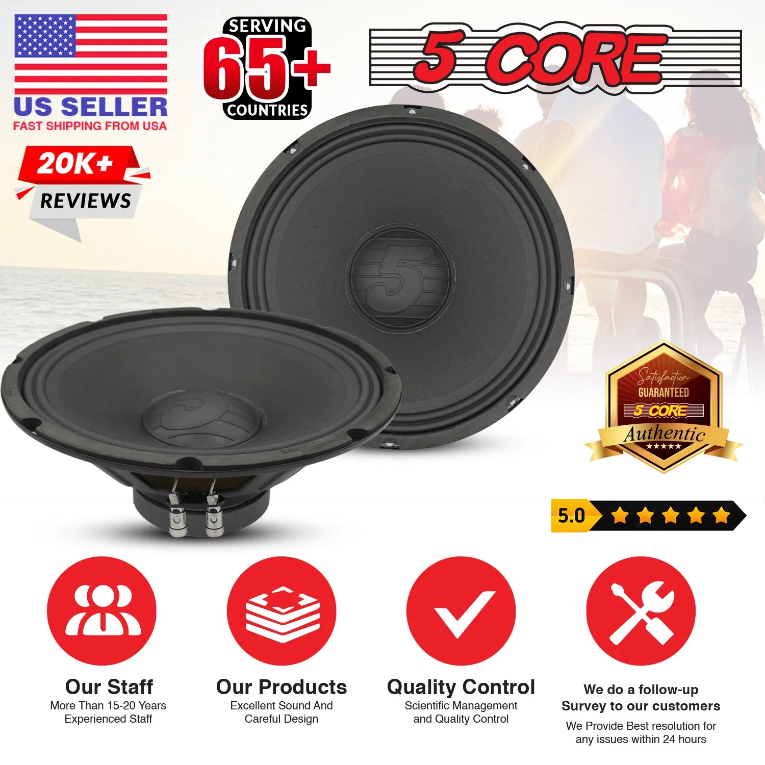 5 Core 12 Inch Speaker 200W Car Loudspeaker 4 Ohm Replacement Driver W 30 Oz Y30 Magnet for Vehicle