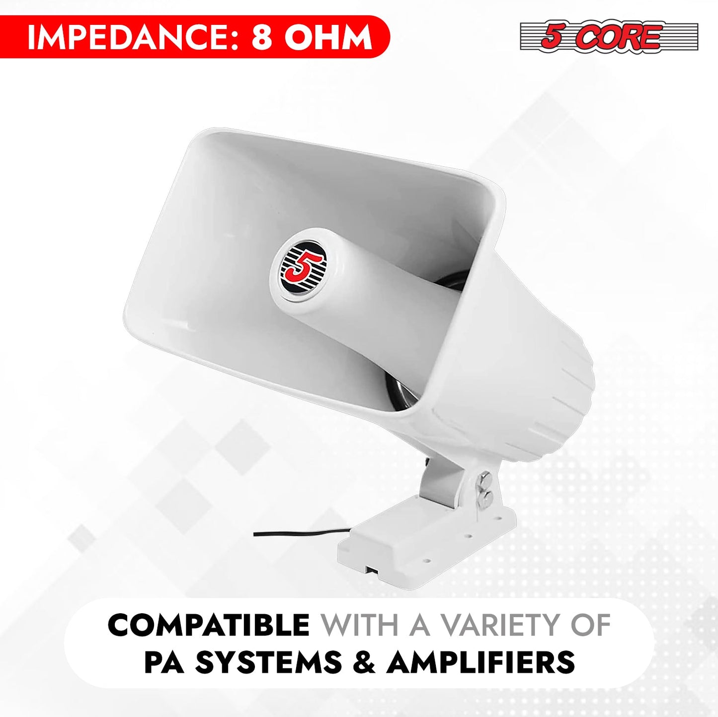 5 Core PA Speaker Pair 5 x 8" 65W Bull Horn Loud Audio Outdoor Speakers System 8Ohm Reflex Megaphone-4