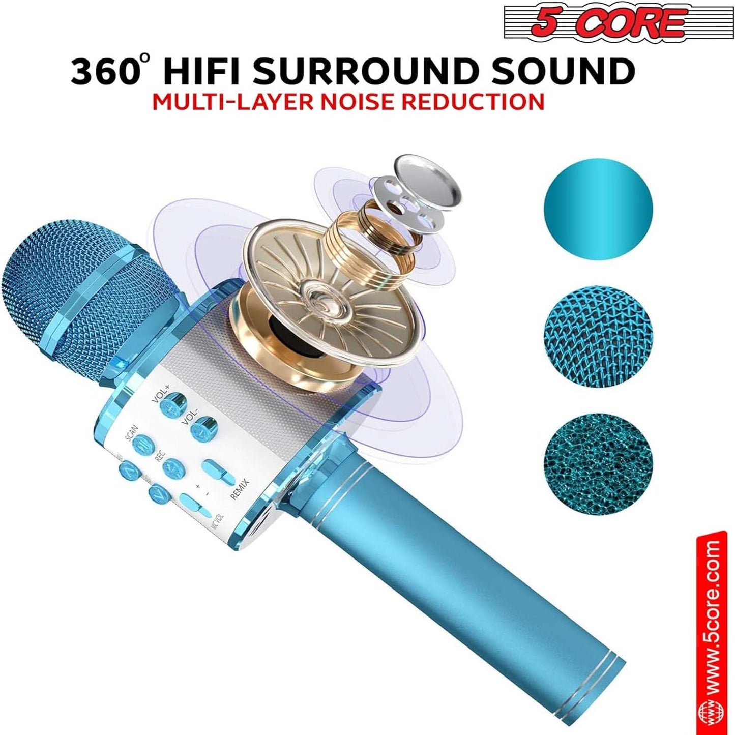 5Core Wireless Karaoke Microphone Bluetooth Mic Portable Handheld Microfonos Inalambricos PINK BLUE-3