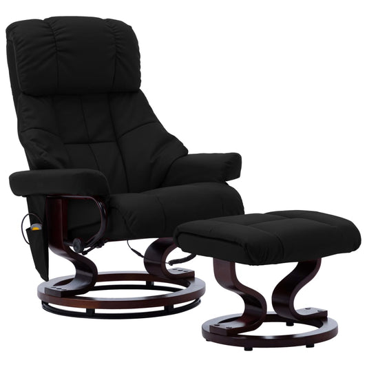 vidaXL Massage Recliner Swiveling Recliner Chair Faux Leather and Bentwood-0