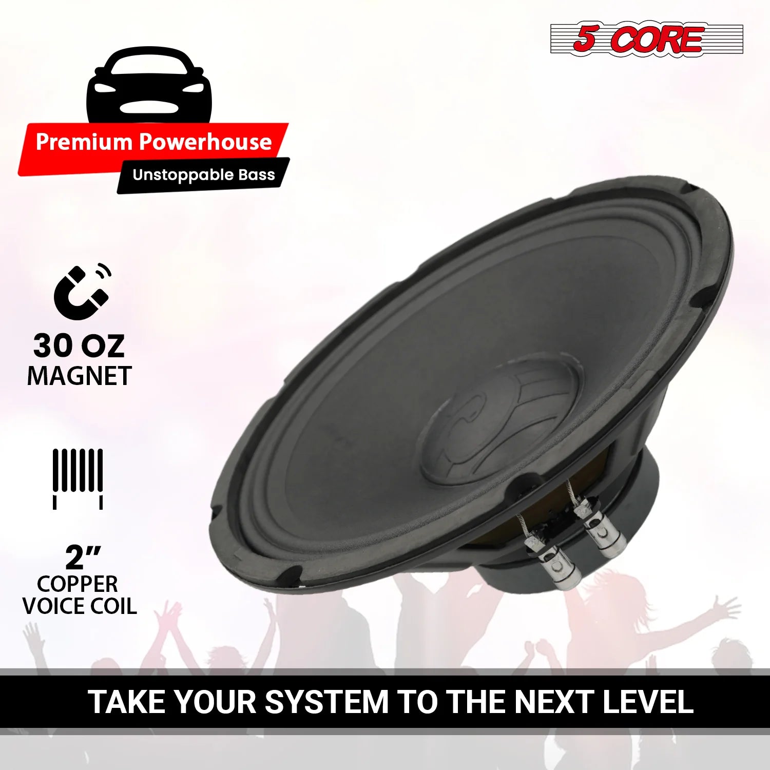 5 Core 12 Inch Speaker 200W Car Loudspeaker 4 Ohm Replacement Driver W 30 Oz Y30 Magnet for Vehicle