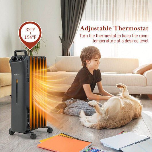 1500W Oil Filled Space Heater with 3-Level Heat-3