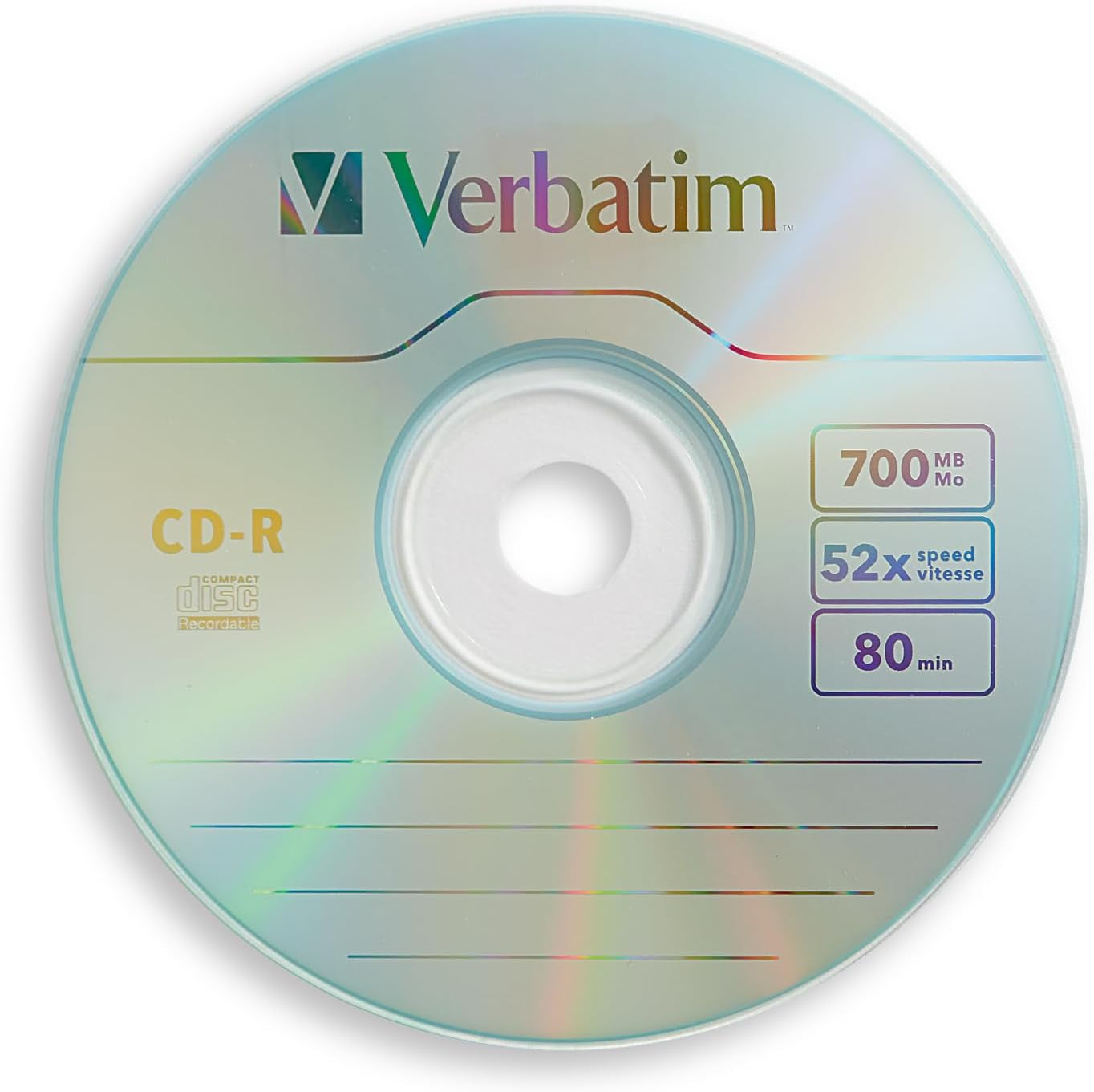 CD-R Blank Discs 700MB 80-Minutes 52X Recordable Disc for Data and Music - 10 Pack Slim Cases
